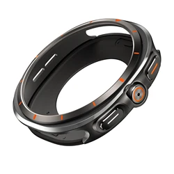 Aluminium Alloy Protective Case and Screen Protector for Smartwatch - 47mm Cover Accessories (Gunmetal orange oil)