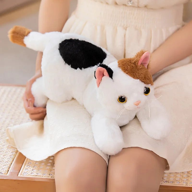 Kawaii 현실적인 봉제 고양이 인형 박제 거짓말 새끼 고양이 플러시 장난감 어린이를위한 인형 어린이 생일 선물 홈 인테리어