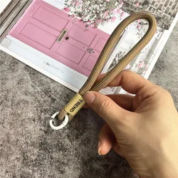 Vibrant Candy Color Keychain Lanyard with Wrist Strap (Brown)