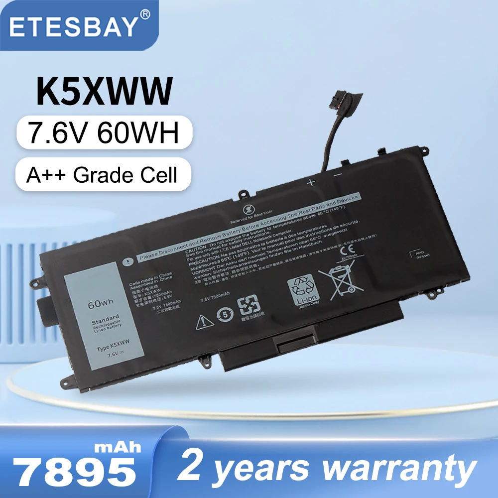 

ETESBAY K5XWW Laptop Battery For Dell Latitude 13 7389 7390 and 5289 2-in-1 Series Notebook 6CYH6 71TG4 725KY J0PGR 60Wh