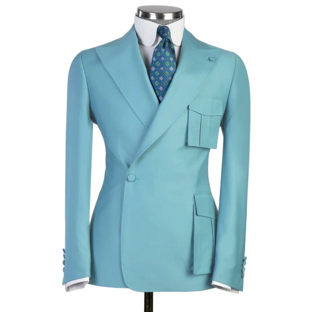

Suit for Men Big Pockets Blazer with Pants 2 Piece Slim Fit Casual Fashion Men's Sets Latest Coat Pant Design for Wedding Prom