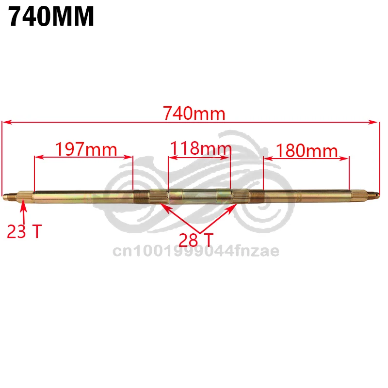 740mm Rear Heavy Axle Fit For DIY 49cc 50cc 110cc 125cc Electric Mini Kids Go Buggy ATV Electric Vehicle Kart Quad Bike Parts