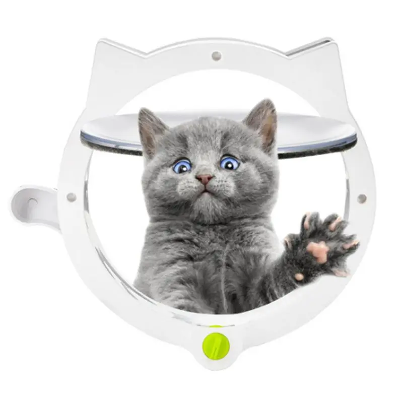 new Small Round for Cat Door with 4-way Lock Pet Plastic Window Lockable Safe Dog
