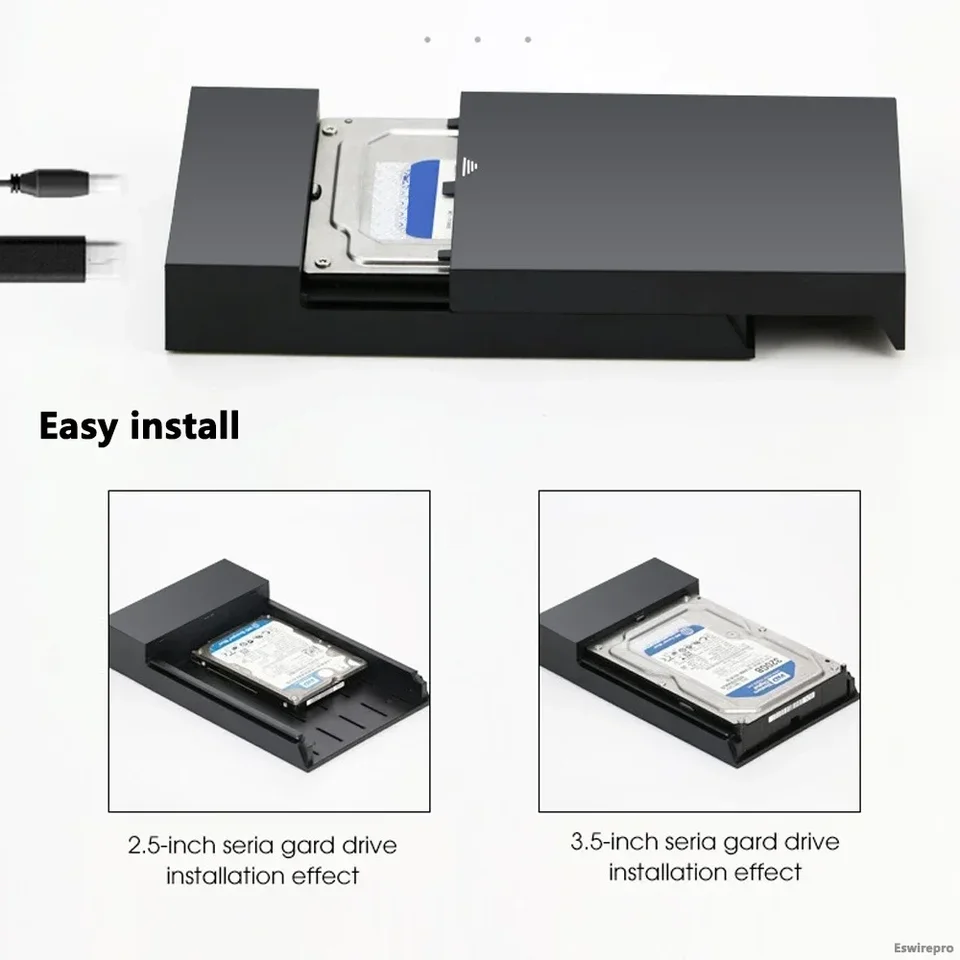 4Bay Hard Drive Enclosure USB 3.0 RAID 5Gbps For 2.5/3.5" SATA HDD/SSD Silvery E