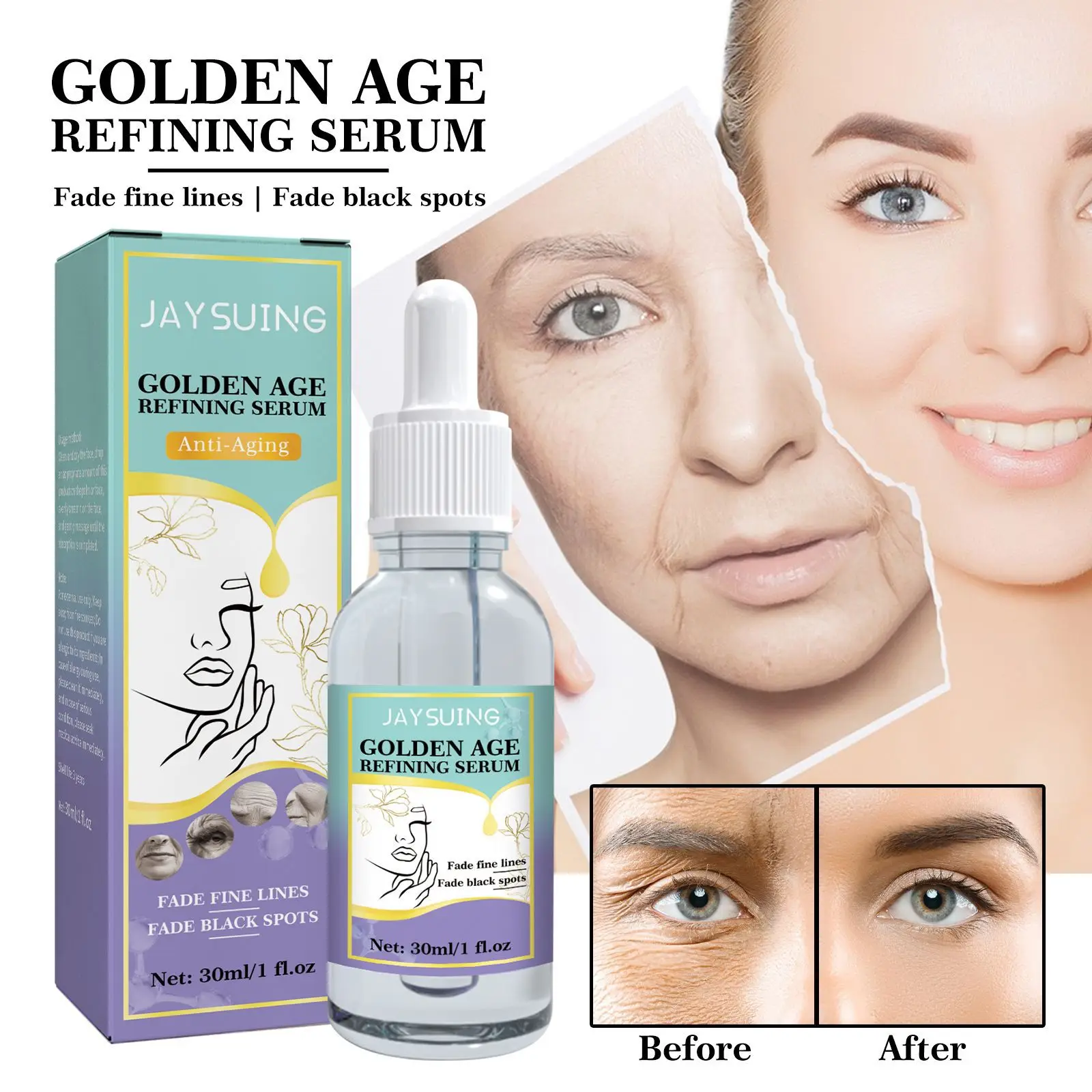 Anti-wrinkle serum: lightens facial wrinkles, fine lines at the corners of the eyes, nasolabial folds, firms, moisturizes and an