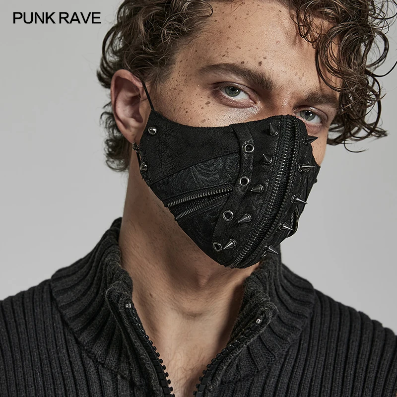 PUNK RAVE Men's Punk Hardcore Spike Spider Mesh Breathable Face Mask Cool  Personalized Man Accessories Cosplay Mask AliExpress