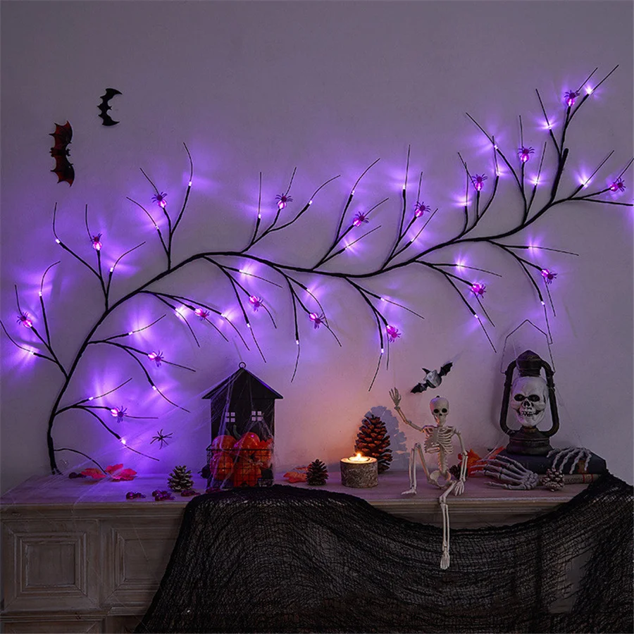 

2023 New LED Remote Bat Spider Pumpkin Lamp Outdoor Waterproof 8 Modes Garland String Lights for Home Halloween Party Wall Decor