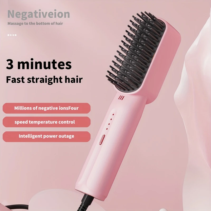 Portable anion straightening comb with inner buckle and outward flip for lazy office worker student straightening clip