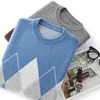 S-xxxl autumn and winter new men's O-neck 100% pure wool leisure pullover long sleeve sweater knitted cashmere sweater 4