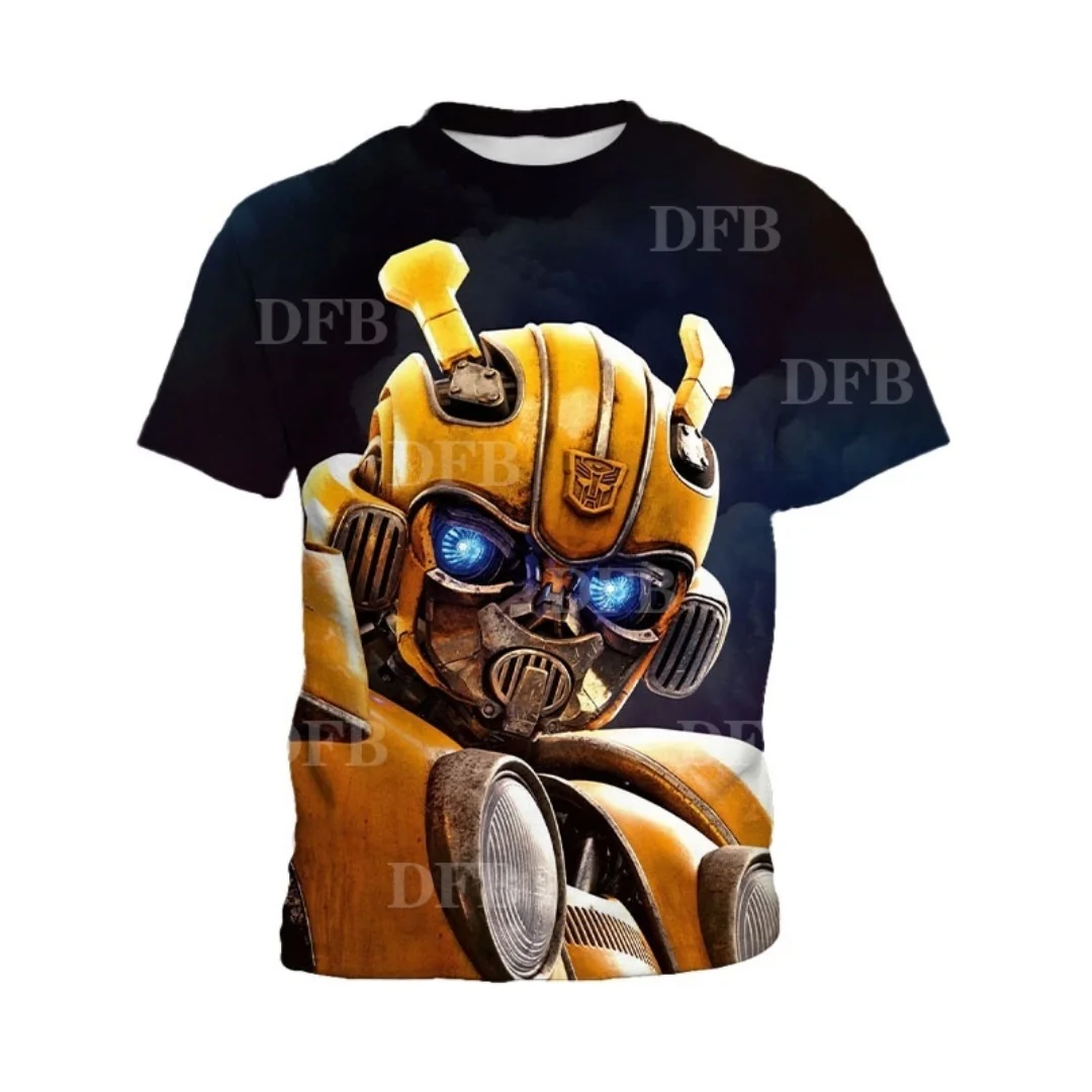 Transformers Bumblebee 3D printed children's T-shirt summer new short sleeved handsome boy short sleeved 3-13 years old 4