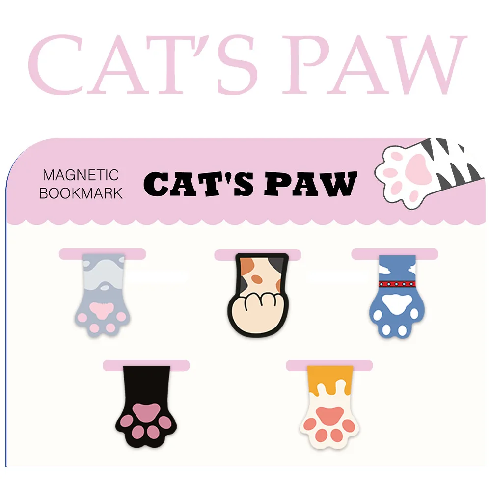 Cat Paws Shaped Magnetic Bookmarks 5Pcs/Set For Students And Book Lovers