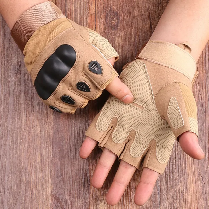 Gloves Men Outdoor Half Finger Hard Knuckle Shooting Hunting Airsoft Motorcycle Cycling
