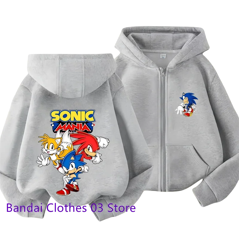 thumbnail image 1 of Sudadera con capucha y cremallera para niños Sonic Lightning 2024 con estampado de dibujos animados Otoño/Invierno Sudadera de manga larga Chaqueta informal Top 2-12 años Niños Niñas, 1 of 4