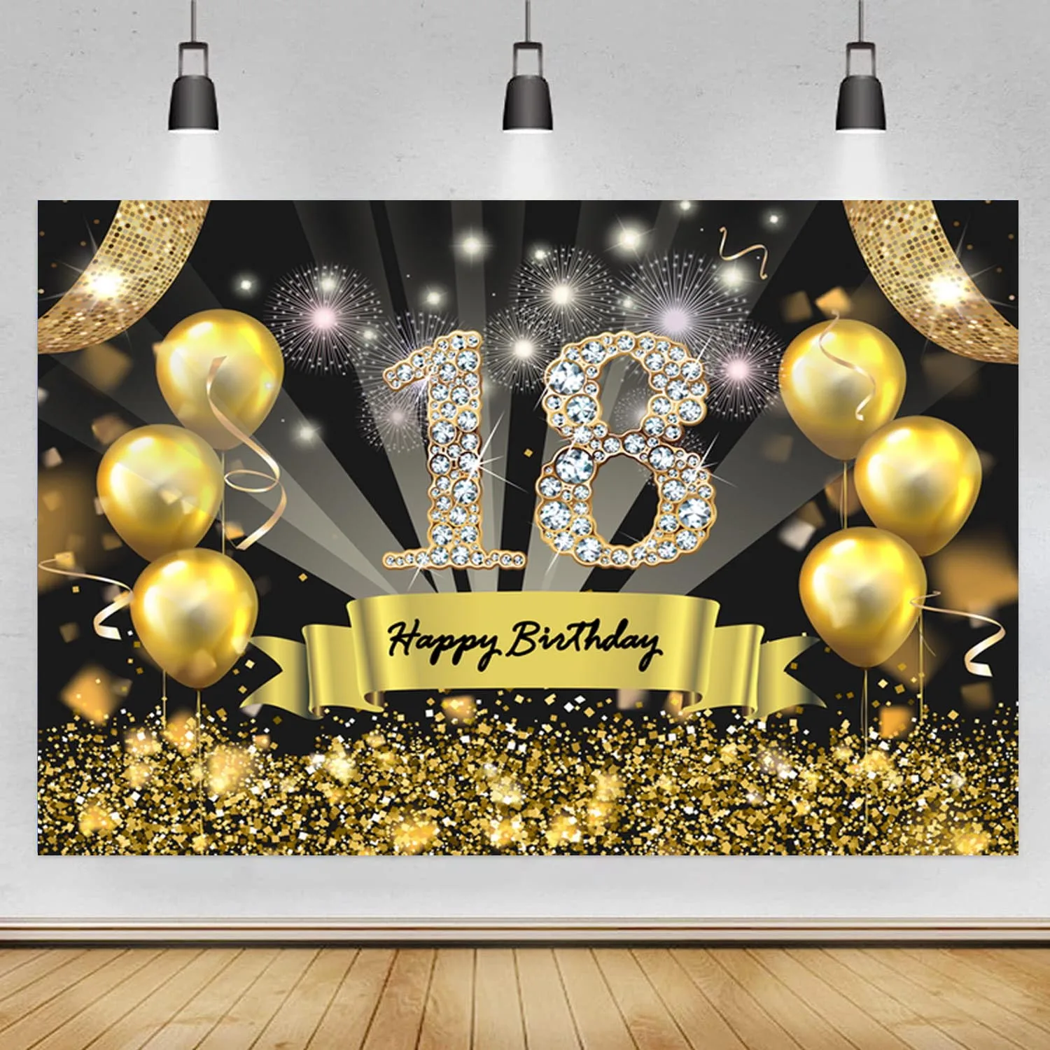 

Фон с черным золотом и блестками для фотографий 18 лет