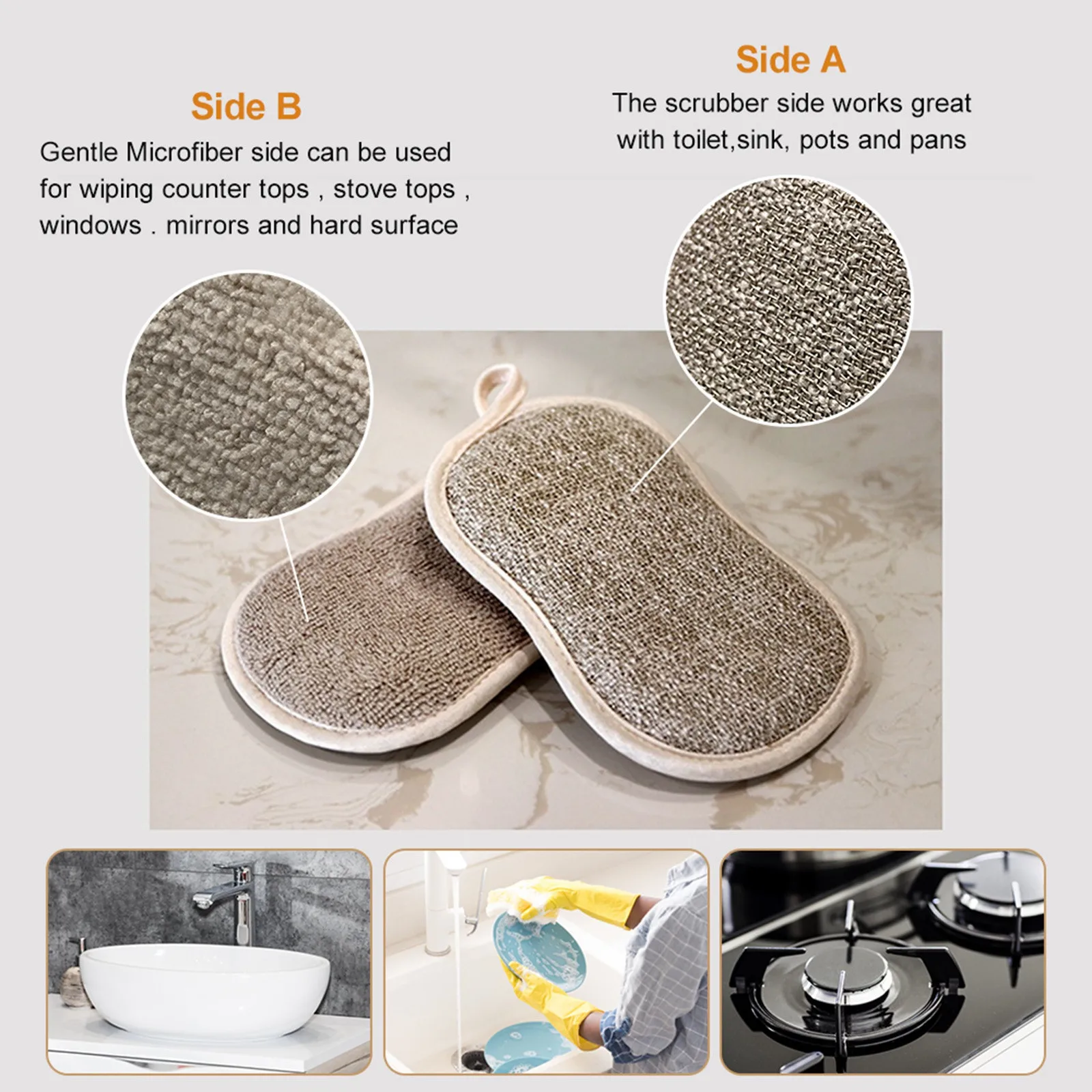 

Губка кухонная без царапин, 6 предметов, не прилипает, диск для мытья посуды, предметы первой необходимости