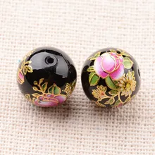  5 Pcs 12mm Flower Picture Printed Glass Round Beads for DIY Jewelry Making Necklaces Bracelets Accessories Decoration Hole: 1mm 