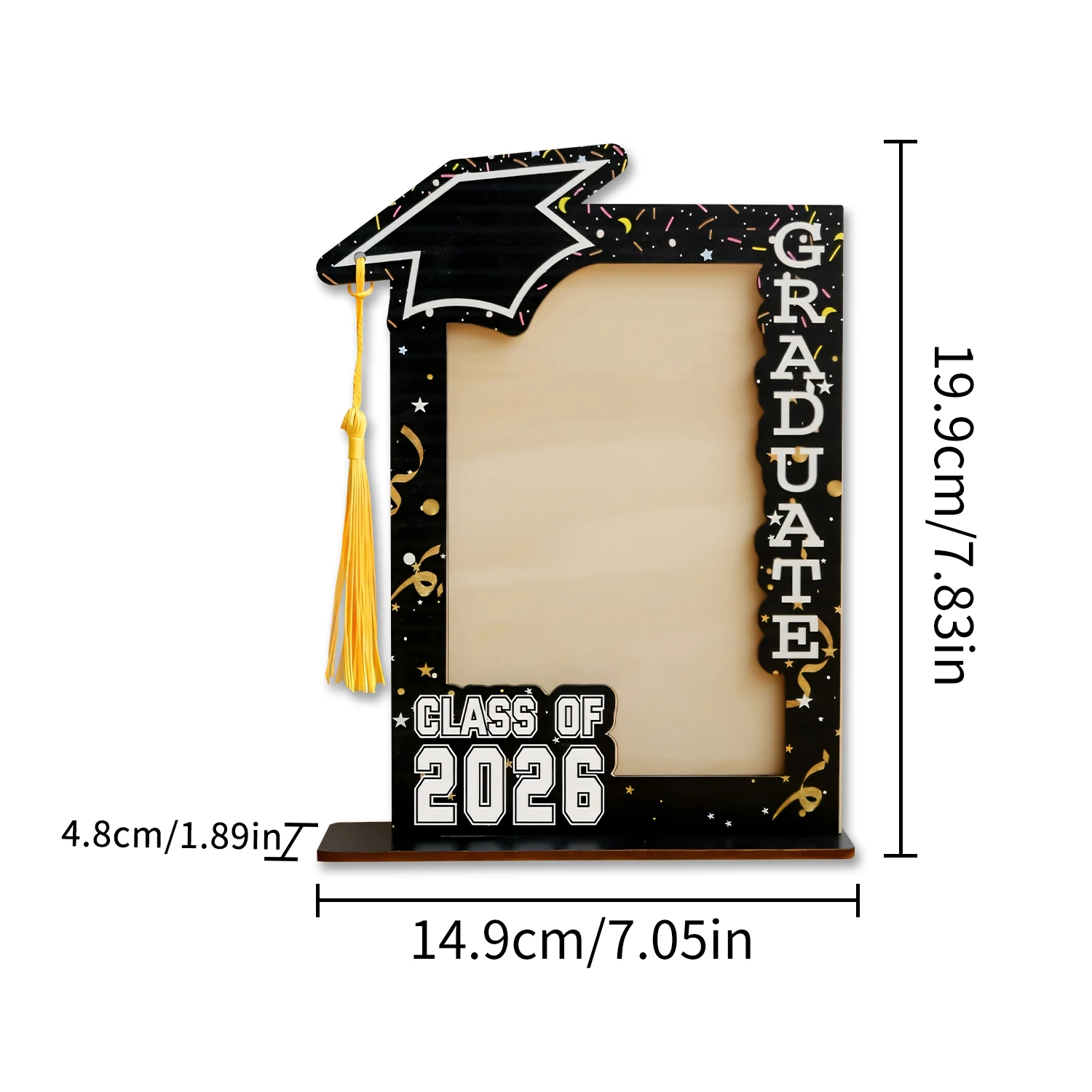 2026 Graduation Cap Photo Frame – Black Wooden Keepsake 6
