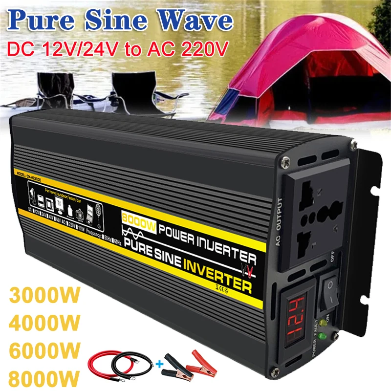 

3000W/4000W/6000W/8000W Pure Sine Wave Inverter DC 12V/24V To AC 220V Converter 50hz 60hz Universal Power Inverter for RV/Car