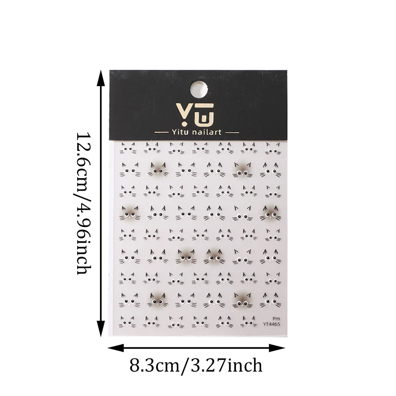Cute Cat Nail Stickers Lovely Cat Nail Slider Kawaii Korean Style 5D Decals DIY Manicure Decors