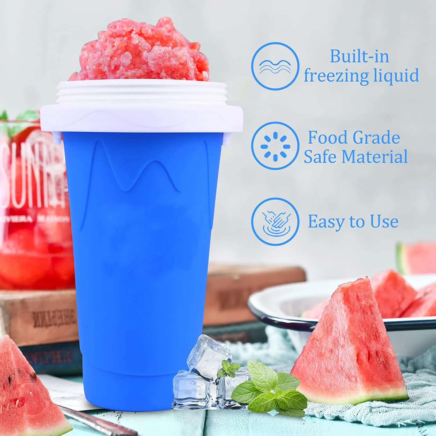 Eco-Friendly Plastic Ice Cream Squeeze Cup with Lid Food Grade Silicone  Frozen Slushy Maker DIY Smoothie Cup Pinch Cups - China Bottle and Cup  price