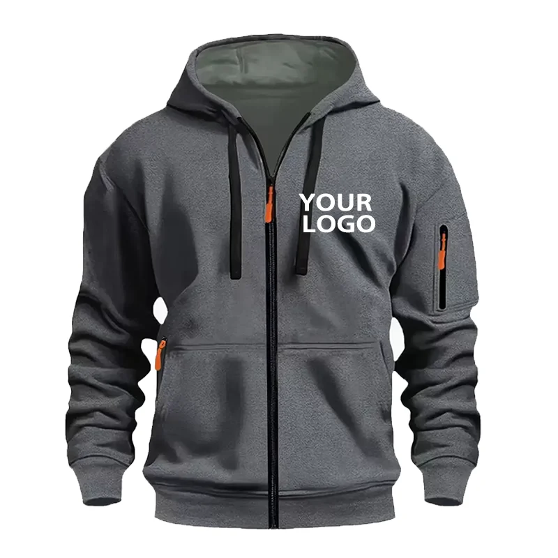 هودي رياضي رجالي سحاب كامل جيب ذراع