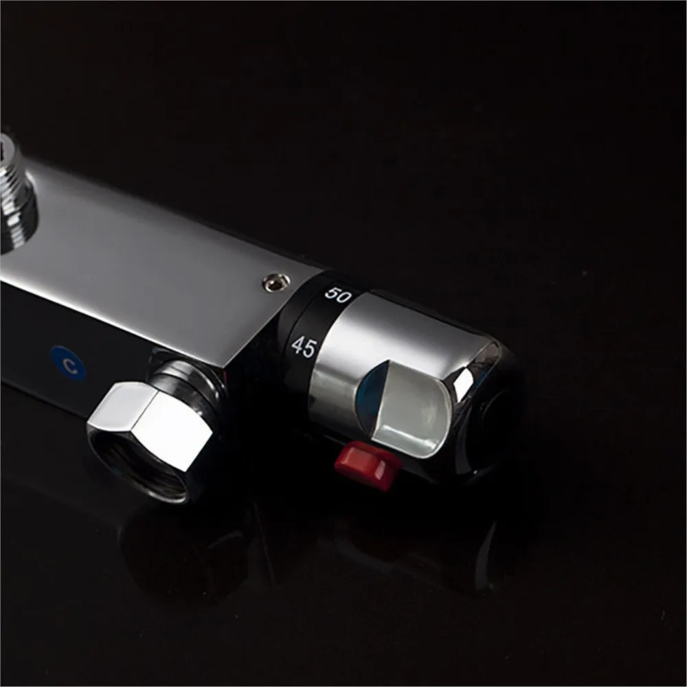 Monite Thermostatic Bathroom Shower Faucet Wall Mounted Chrome Bathtub Hot Cold Water Constant Temperature Mixing Bath