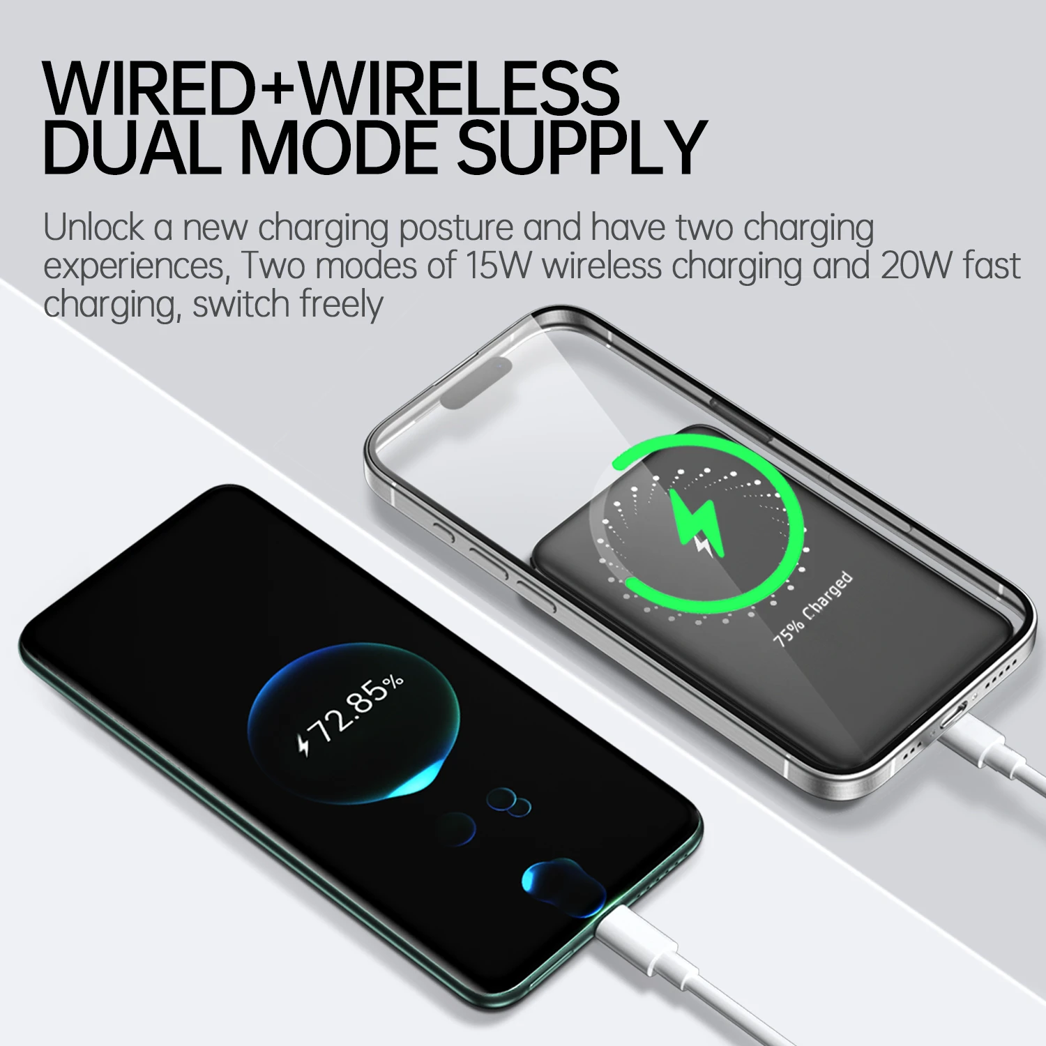 For iPhone 15 14 13 12Pro Samsung 2024 New 20W Back Backup Battery Powerbank Magnetic Power Banks Wireless Phone Charger 2