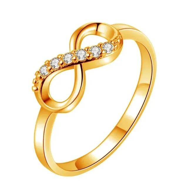 Fashionable Inverted 8-shaped Crystal Studded Alloy Ring