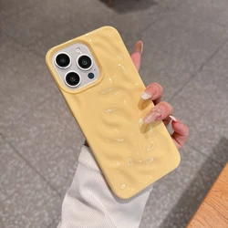 Luxury Soft Silicone Wave Fold Pattern Phone Case with Candy Bumper Back Cover for iPhone 17 Pro Max (Yellow)
