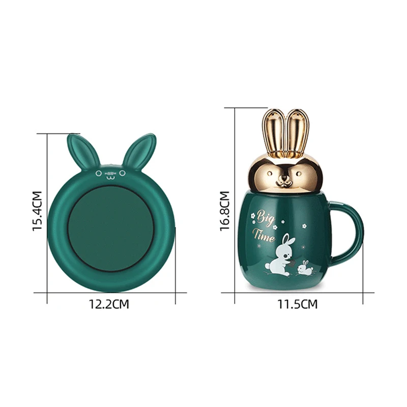 New Smart Thermostatic Coaster Cute Rabbit Mug Warmer Set Cup Heating Pad Home Office Gift Coffee Mug Warmer Water Heater