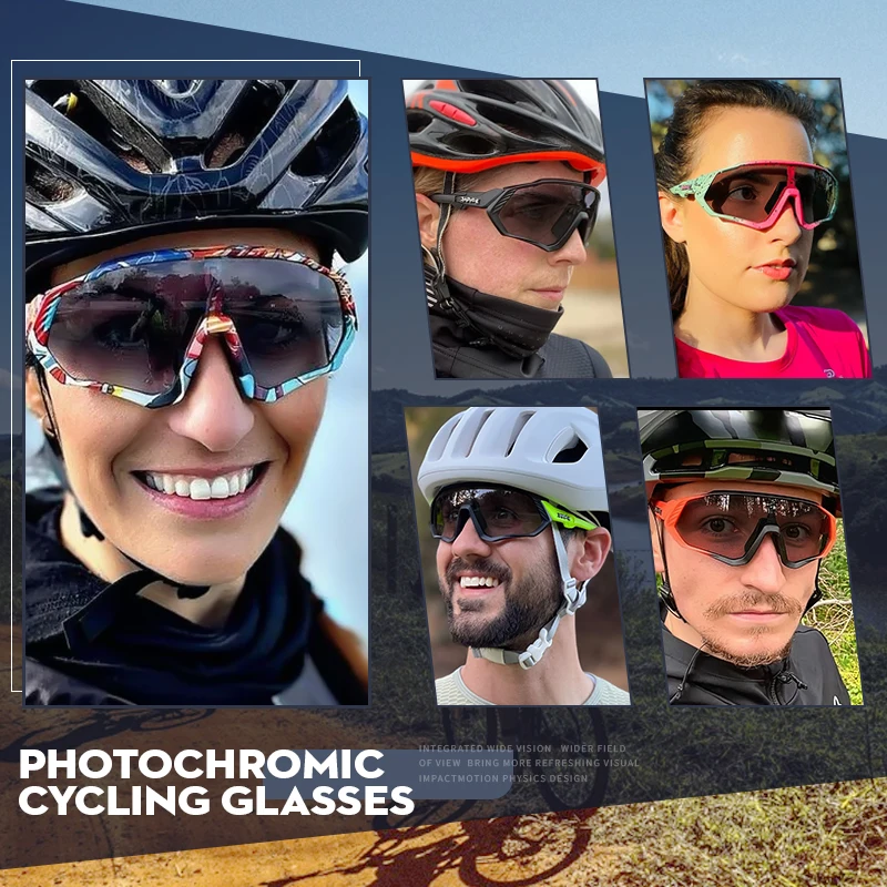 KAPVOE Occhiali Ciclismo Fotocromatici MTB Bici da Corsa Uomo Donna  Trasparenti Occhiali da Sole Sportivi