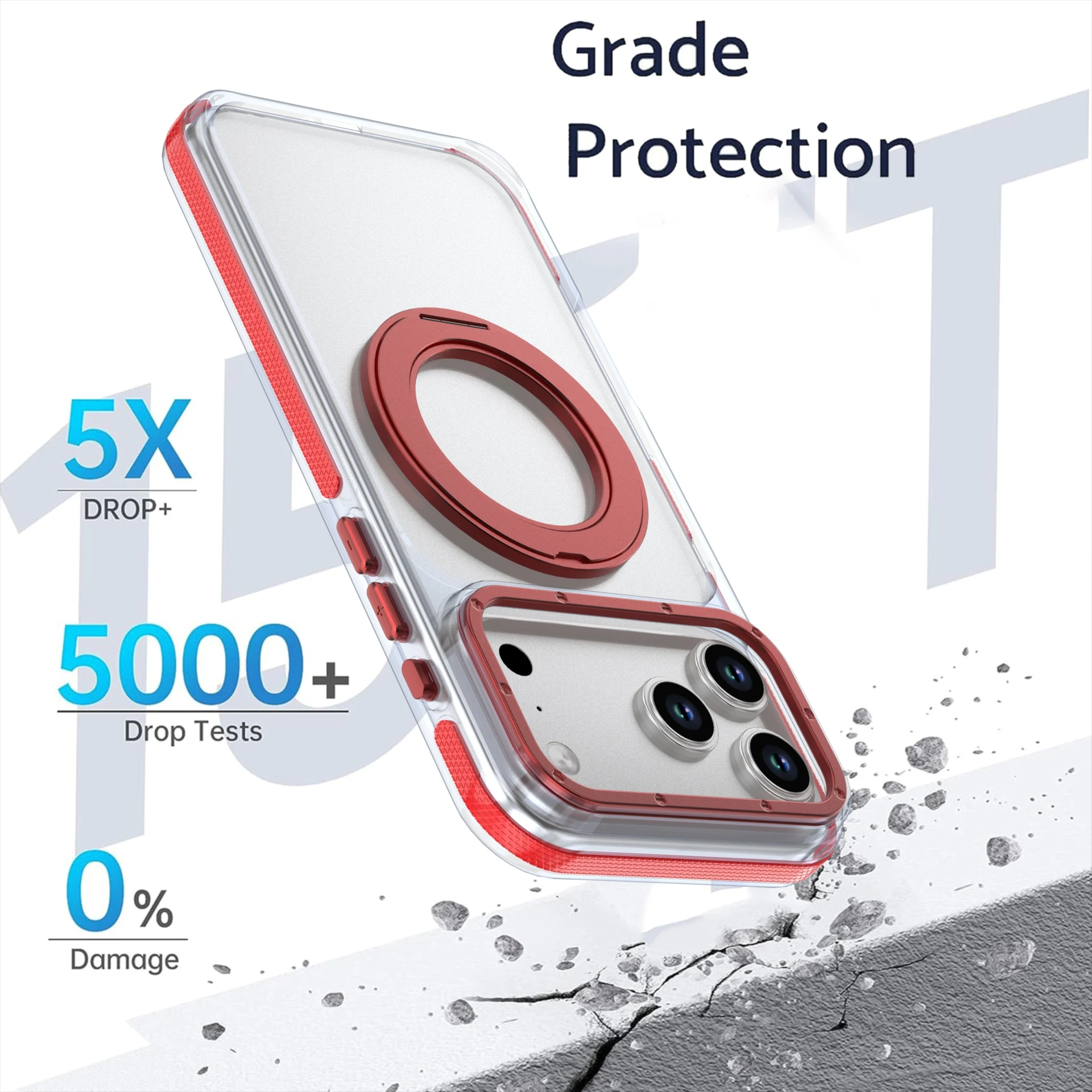 Clear Rotatable Magnetic Stand Shock-Proof Case with Full-Body Protection