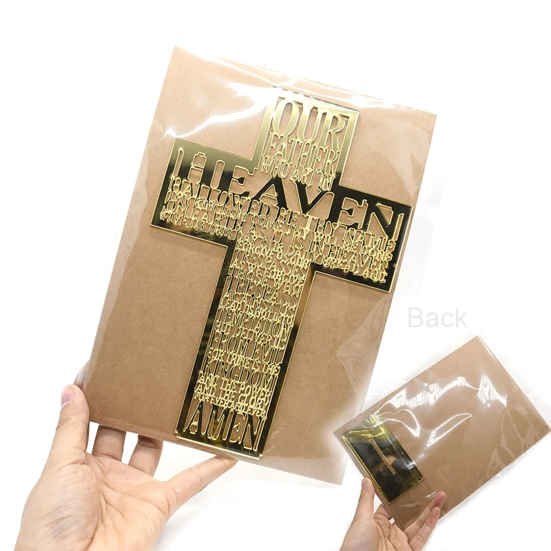 Acrylic Cross Decor 21cm Acrylic Hollow Out Scriptures Cross Sculpture