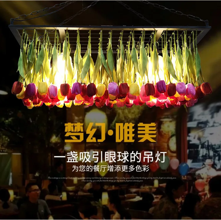 Description Picture 2 of itemPlant pendant light Creative and personalized floral pendant light Industrial style restaurant green plant lights