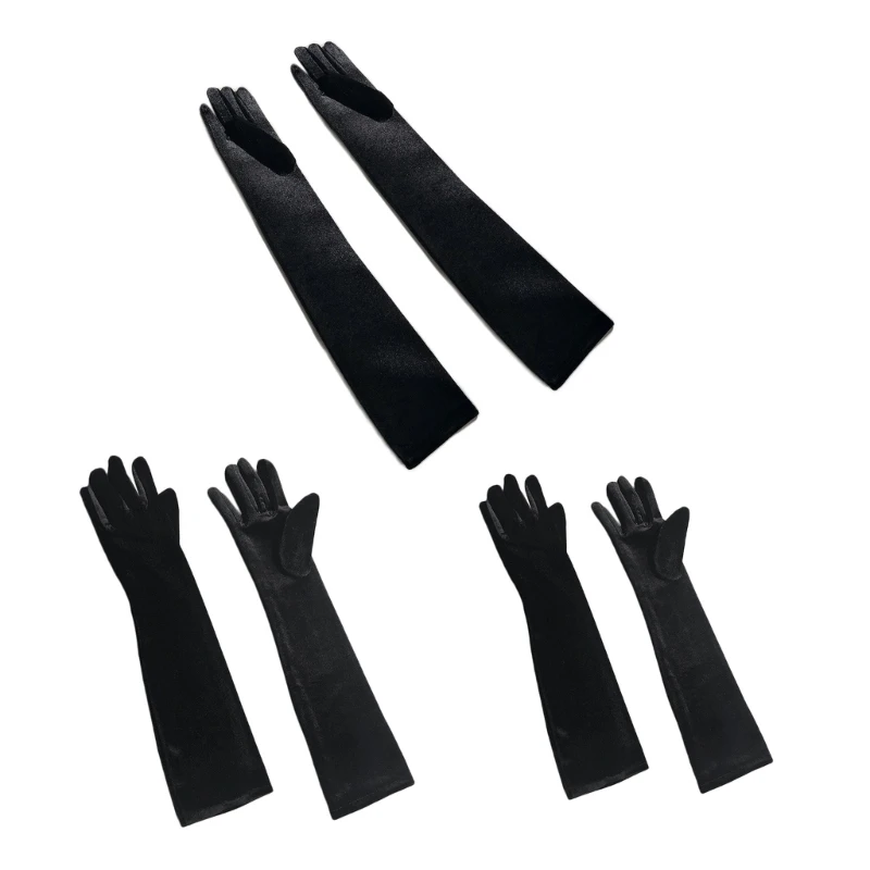 New Long Gloves for Dinner Party Dress Women Gloves Solid Color Elastic Christmas Halloween Party Women Gloves