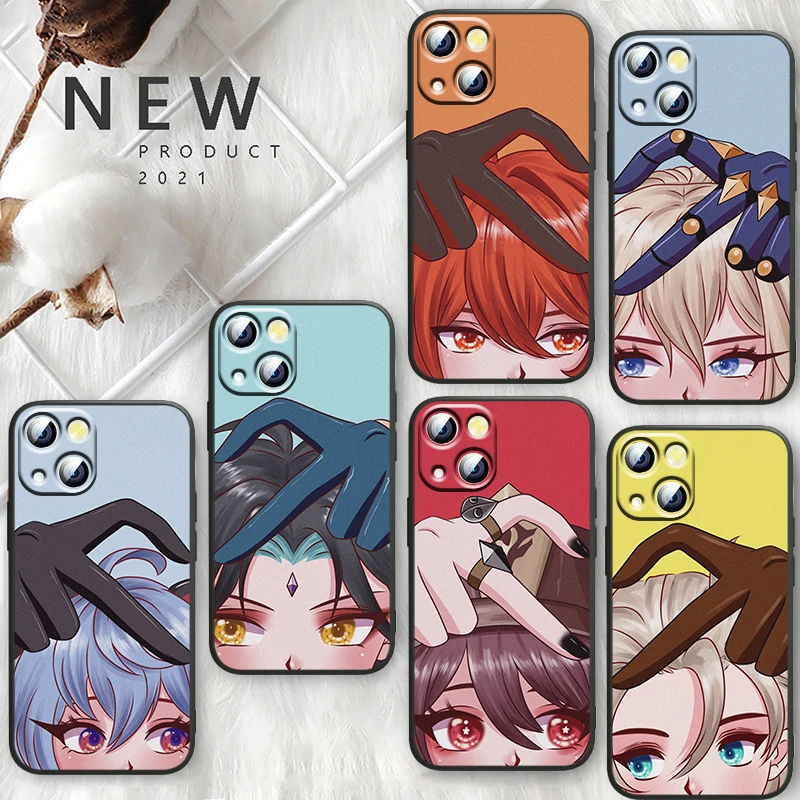 

Genshin Impact Anime Black Phone For Apple iPhone 14 13 12 11 Pro Max Mini XS Max X XR 7 8 6 5 Plus SE2020