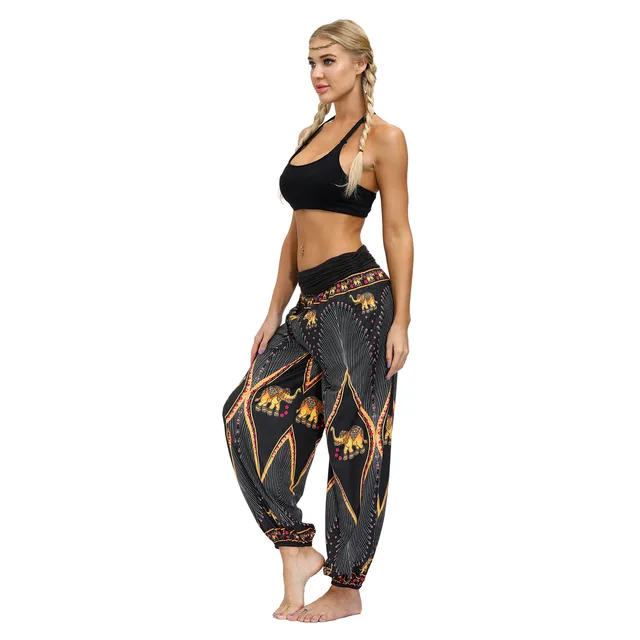 Casual pants women's summer elephant digital printing plus size women's elastic waist bloomers gym clothes yoga pants women YEX012