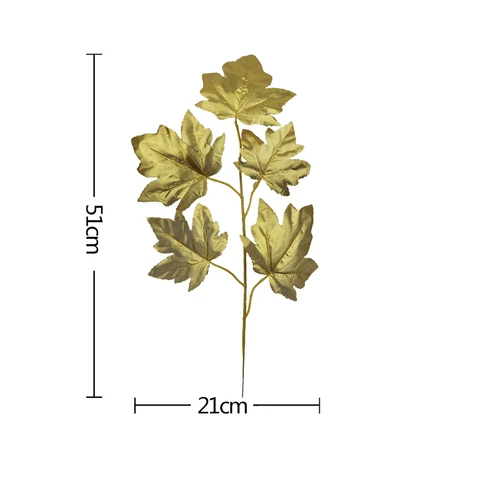 Gold Artificial Monstera Tropical Plam Tree Leaves Photography Background Fake Plant Wedding Birthday Party Home Decoration