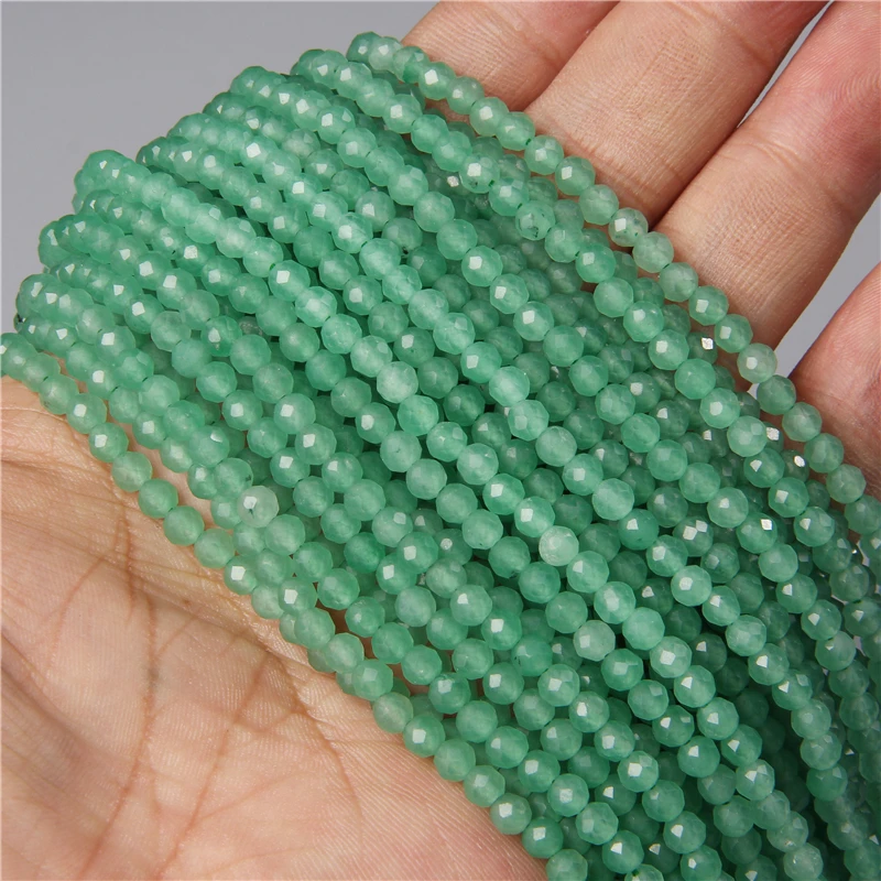 Small Green Natural Stone Faceted Beads