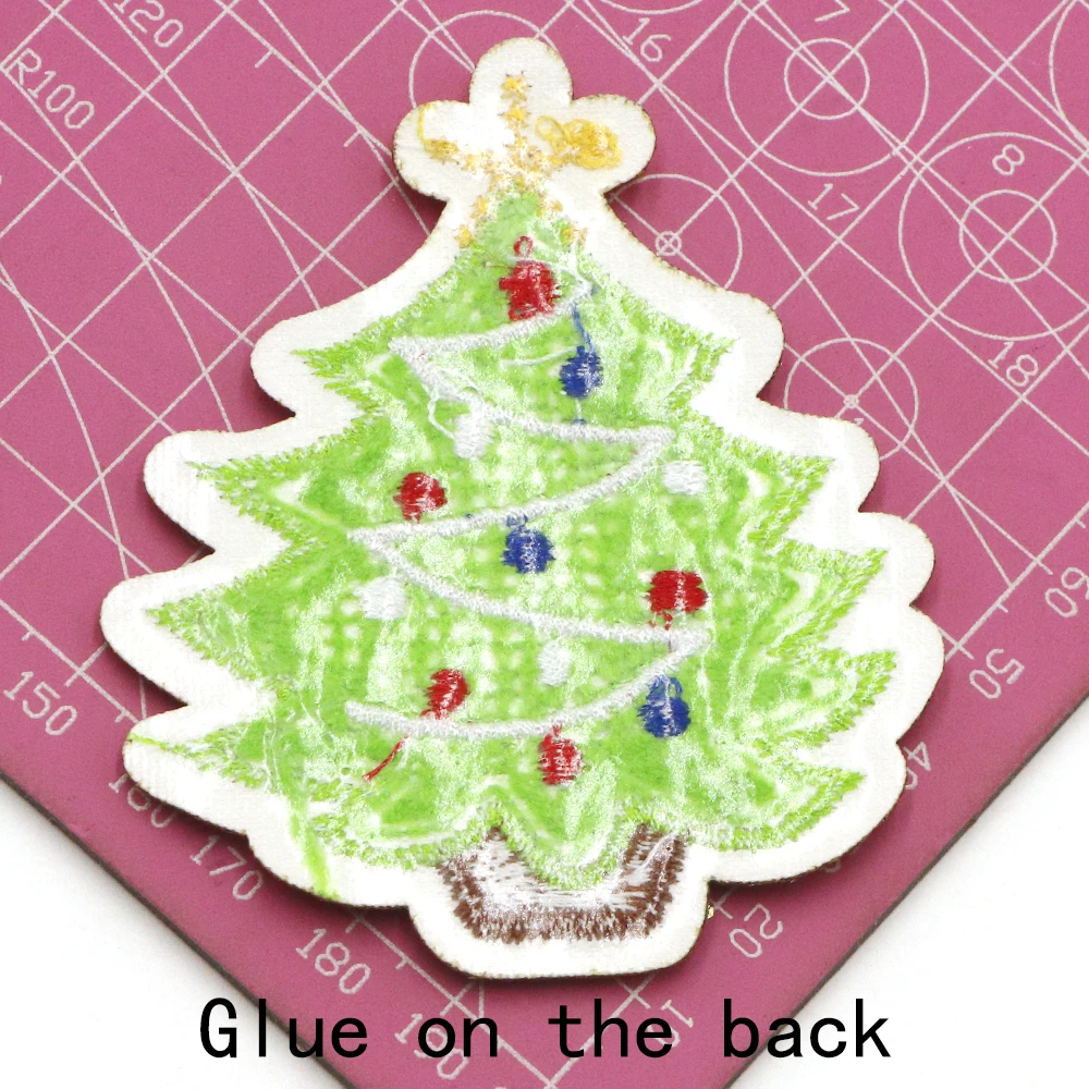 1 Stück Weihnachtsbaum-Stickerei-Aufnäher zum Aufbügeln, Chenille-Patch, Reparatur-Aufkleber, DIY-Applikationen, Kleidungsabzeichen für Kleidung, Jeans, DIY-Dekoration – Detail 5