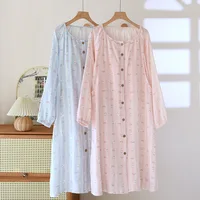 Pure Cotton Nightgown For Breastfeeding Pregnancy Dresses Spring New Feeding Nightie Nursing Gown Maternity Clothes 1