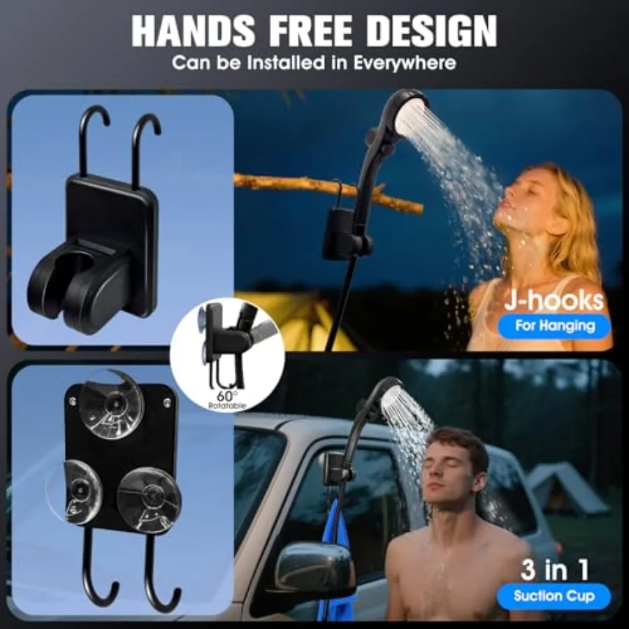Portable Shower With HeaterPortable Shower For Camping With 2000W Auto-Off Heater 4 Spray Modes Lasting 140 mins LED Display Po 6