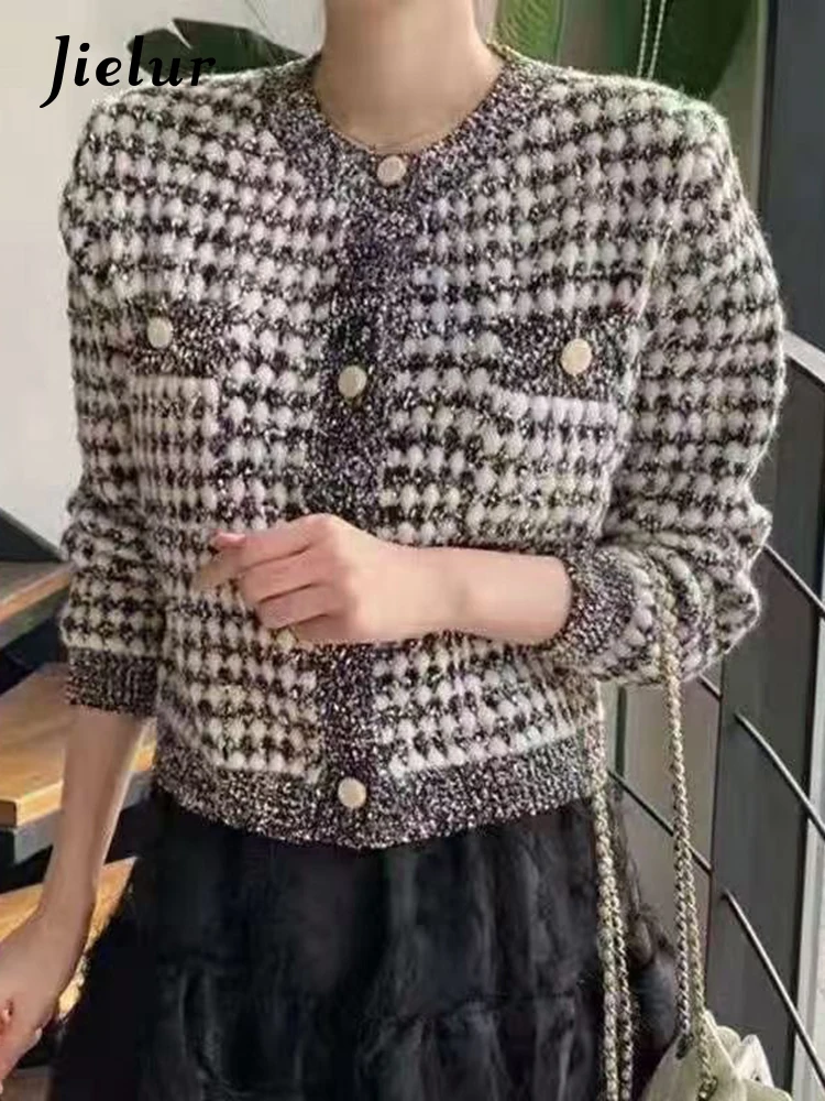 

jielur Autumn New Korean Loose woman cardigan Sweet Ladies Elegant cardigan women Black Pink Yellow Blue Fashion sweater female