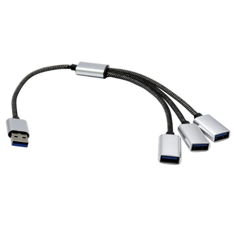 USB Splitter Cable with 3-Port USB 2.0 Female Extension and Power Adapter Hub