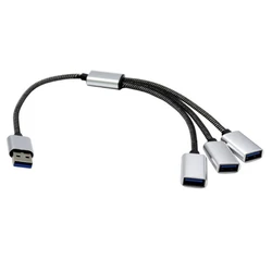 USB Splitter Cable with 3 - Port USB 2.0 Female Extension and Power Adapter Hub (1 USB To 3 USB)