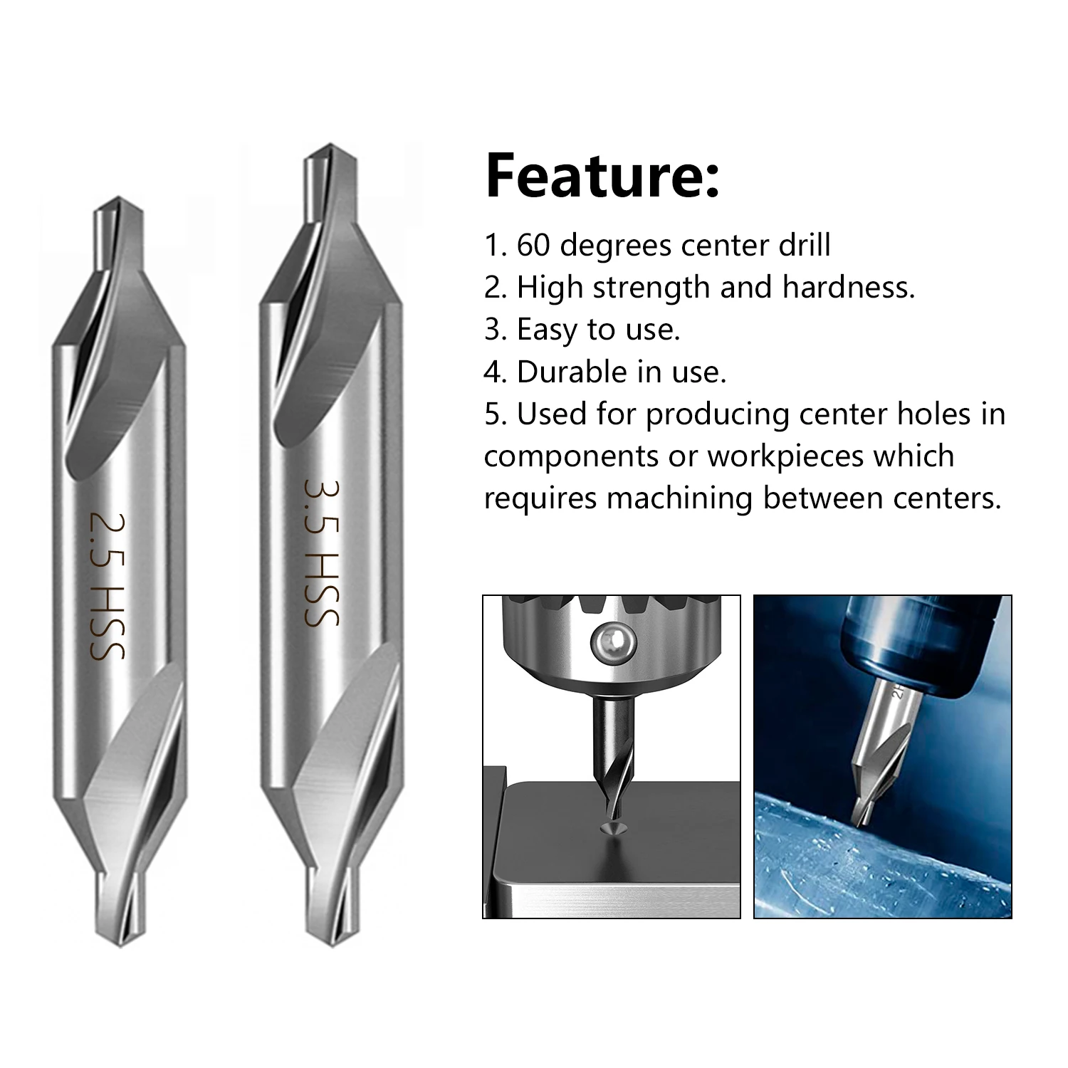 HSS Combined Center Drill Bits 60 Degrees Core Drill Bit 1.0-6.0mm Metal Drilling Tools Countersink Angle Bit