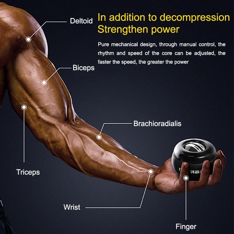Wrist Ball Self starting LED Gyroscopic Powerball Exercise Hand Grip Muscle Relax Arm Wrist Force Trainer Fitness Equipment