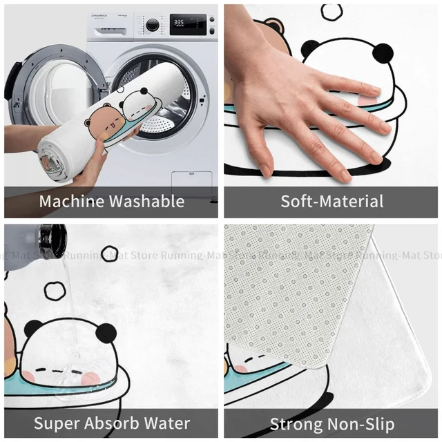 Bubu Dudu Rajzfilm Nem Csúszás Nélküli Ajtómedve És Panda Fürdőfürdő Hálószoba Szőnyeg Üdvözlő Szőnyegek Dekoráció - Image 3