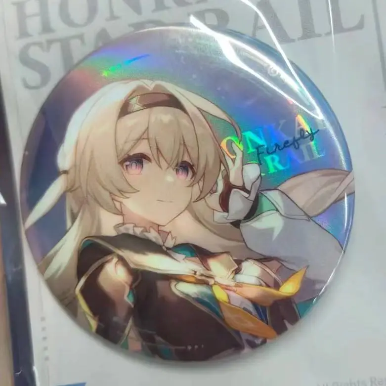 애니메이션 혼카이 스타 레일 반딧불 콘서트 시리즈 코스프레, 학교 가방 펜던트 장식, 58mm 브로치 양철 친구 선물