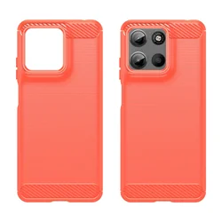 Luxury Carbon Fiber Silicone Shockproof Back Cover for Edge 50 Ultra 5G (Red)